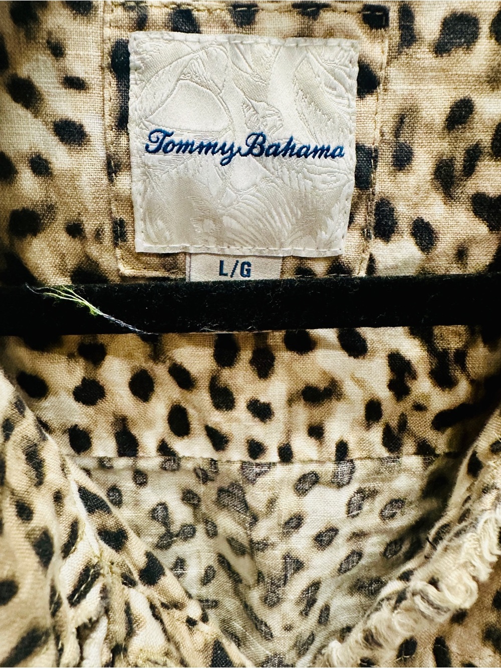 Tommy Bahama Linen Raw Edge Leopard Print Jacket in Beige and Black - Picture 2 of 4